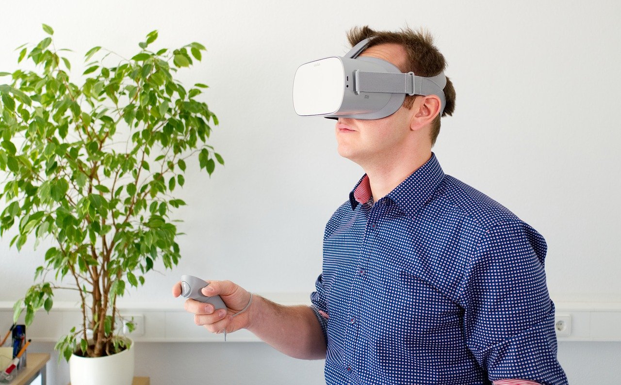 man with VR headset on